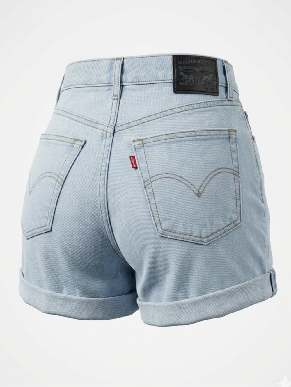 Levi’s High Rise Pleated Cuffed Mom Shorts Light Wash Sz 27